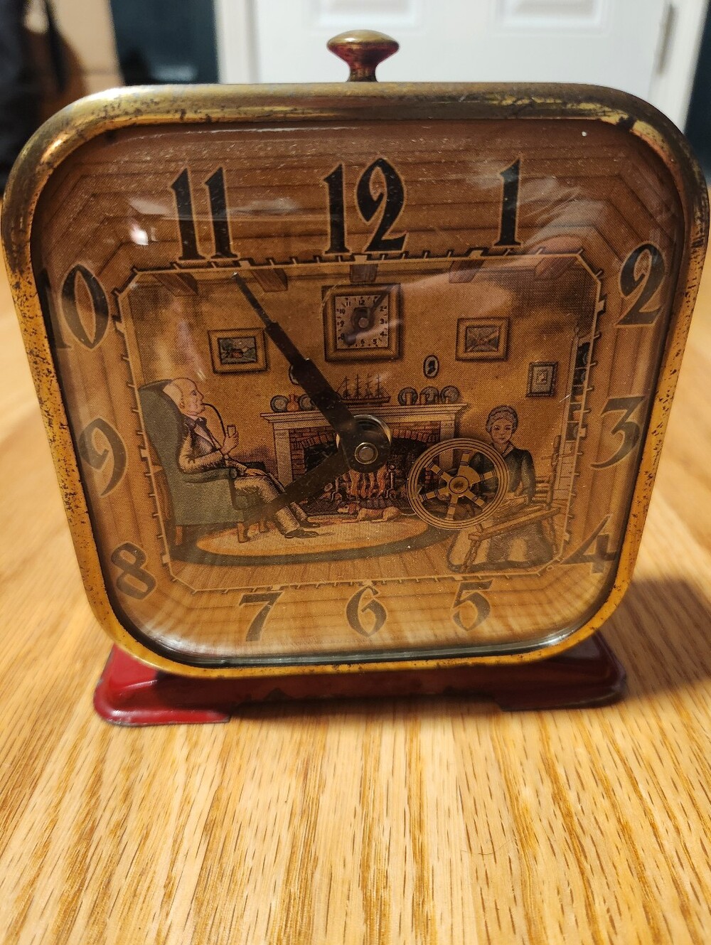 Vintage 1950s Lux Co Clock Red With Details Needs Work
